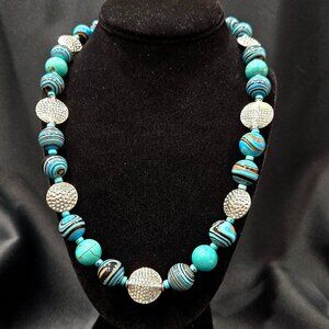 Hand Crafted Artisan Blue Calsilica Necklace, Bracelet, Earring Ensemble
